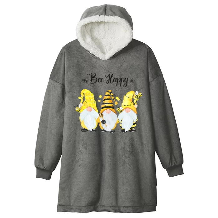 Bee Happy Bee Gnome Spring Hooded Wearable Blanket