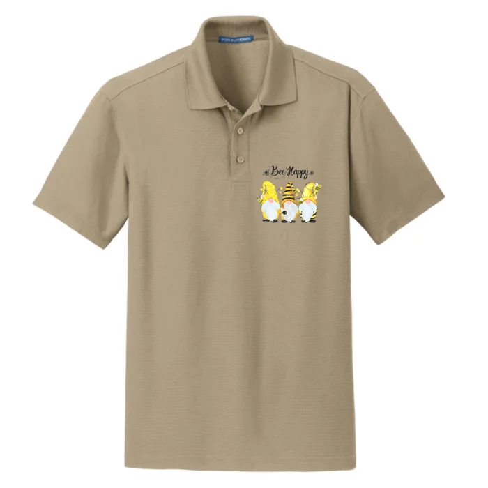 Bee Happy Bee Gnome Spring Dry Zone Grid Performance Polo