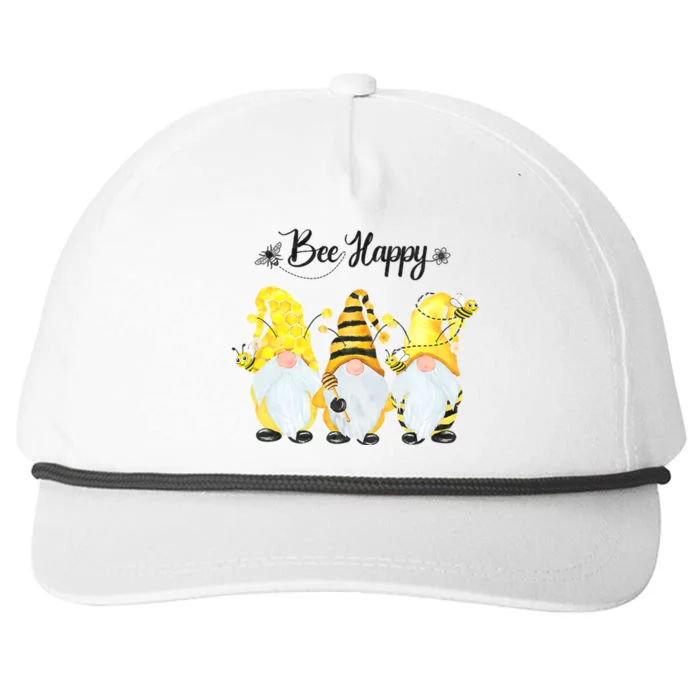 Bee Happy Bee Gnome Spring Snapback Five-Panel Rope Hat