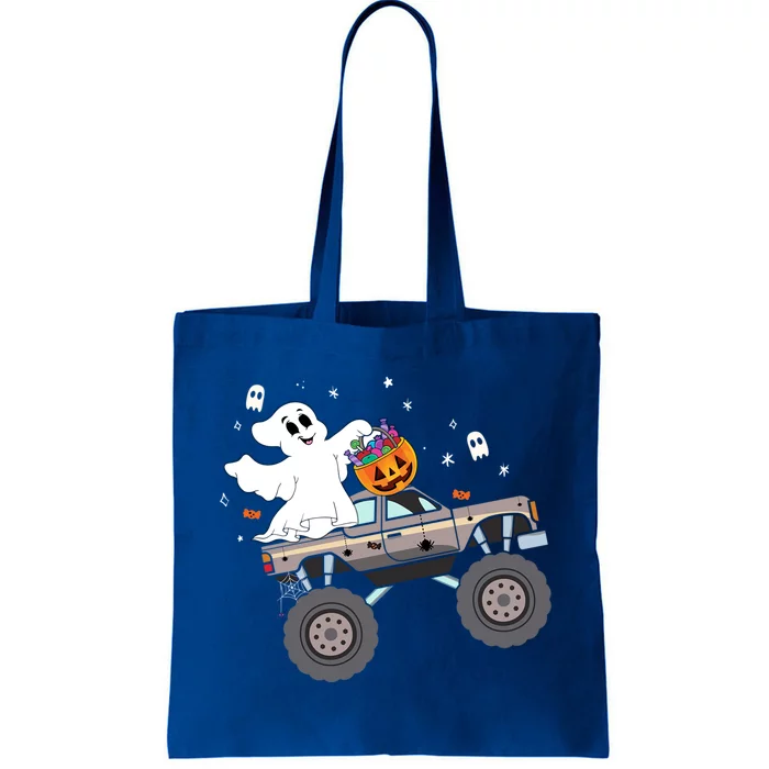 Boo Halloween Boo Ghost Riding Monster Truck Carved Pumpkins Funny Gift Tote Bag