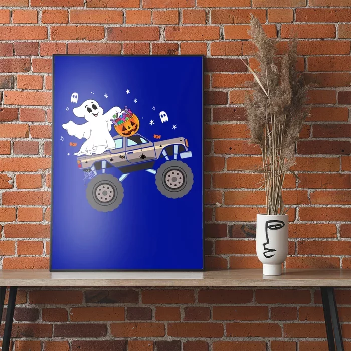 Boo Halloween Boo Ghost Riding Monster Truck Carved Pumpkins Funny Gift Poster