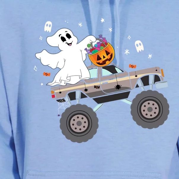 Boo Halloween Boo Ghost Riding Monster Truck Carved Pumpkins Funny Gift Unisex Surf Hoodie