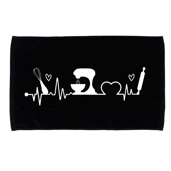 Baking Heartbeat Baker Bakery Owner Pastry Chef Microfiber Hand Towel