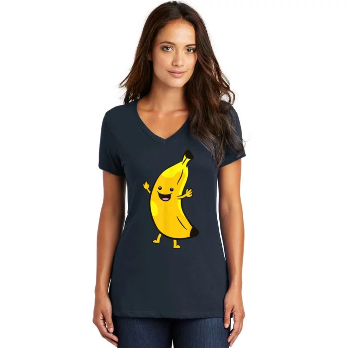 Banana Happy Banana Costume Fruit Love Bananas Women's V-Neck T-Shirt