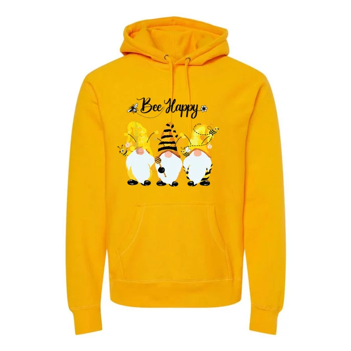 Bee Happy Bee Gnome Spring Premium Hoodie