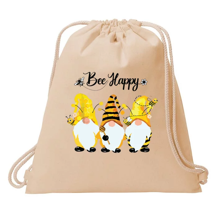 Bee Happy Bee Gnome Spring Drawstring Bag