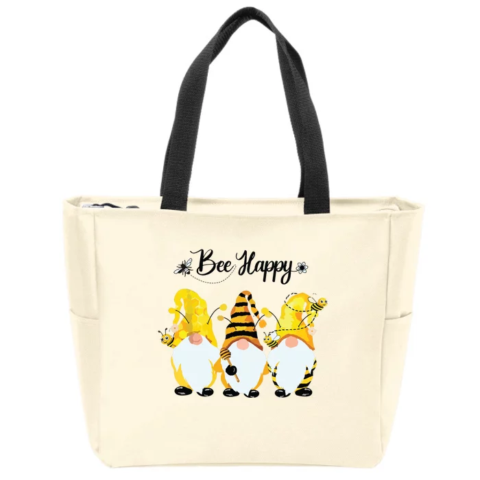 Bee Happy Bee Gnome Spring Zip Tote Bag