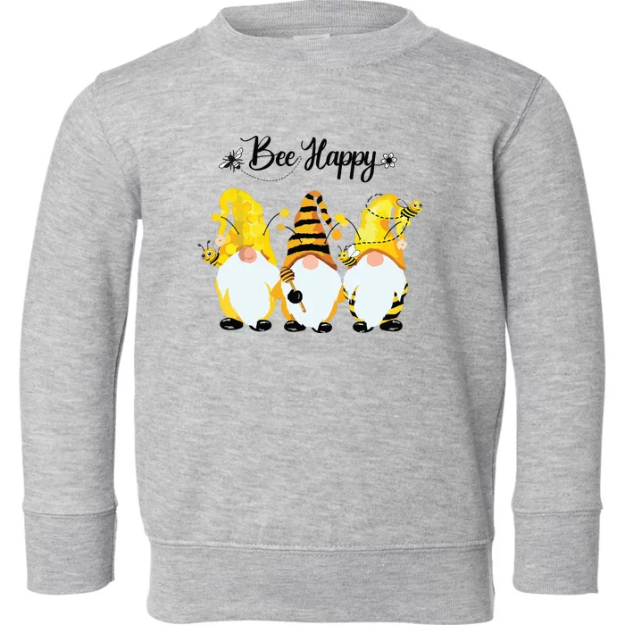 Bee Happy Bee Gnome Spring Toddler Sweatshirt