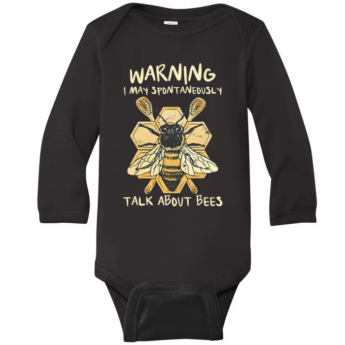 Bee Honeycomb Beekeeper Apiarist Funny Beekeeping Lover Baby Long Sleeve Bodysuit