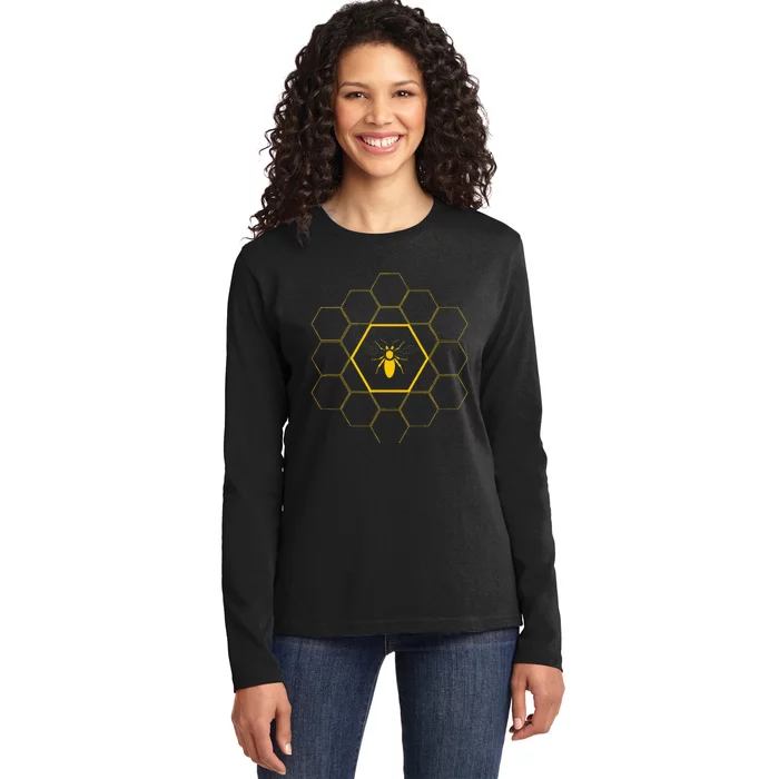 Bee Honeycomb Beekeeper Beekeeping Ladies Long Sleeve Shirt