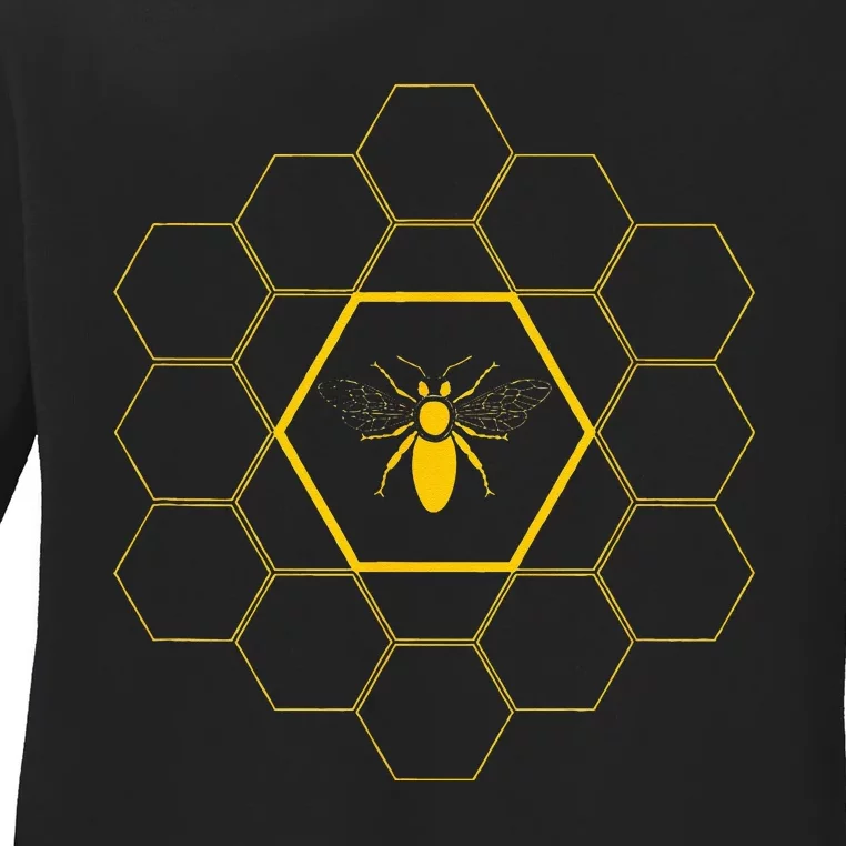 Bee Honeycomb Beekeeper Beekeeping Ladies Long Sleeve Shirt