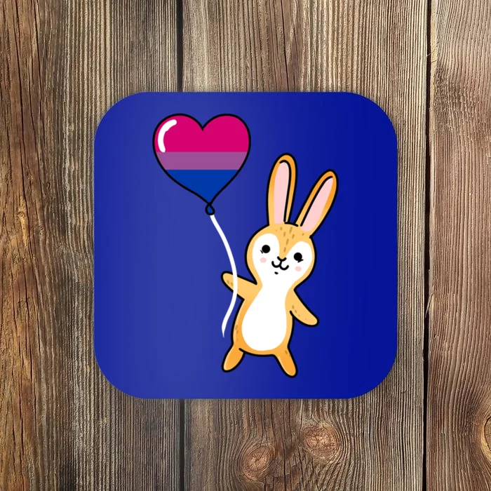 Bunny Heart Balloon Bisexual Pride Gift Coaster