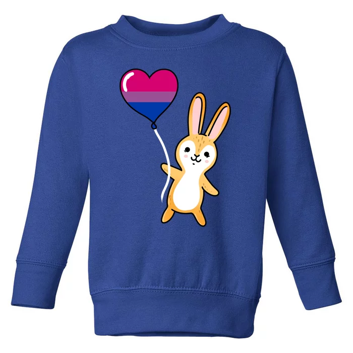 Bunny Heart Balloon Bisexual Pride Gift Toddler Sweatshirt