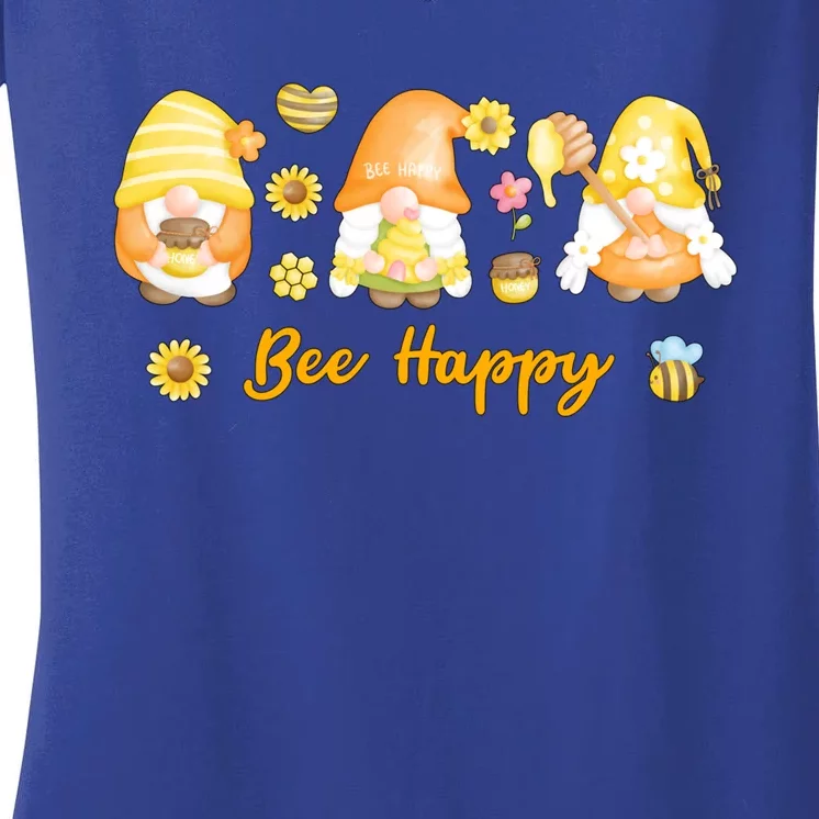 Bee Happy Beekeeping Honey Bee Gnome Cute Gift Women's V-Neck T-Shirt