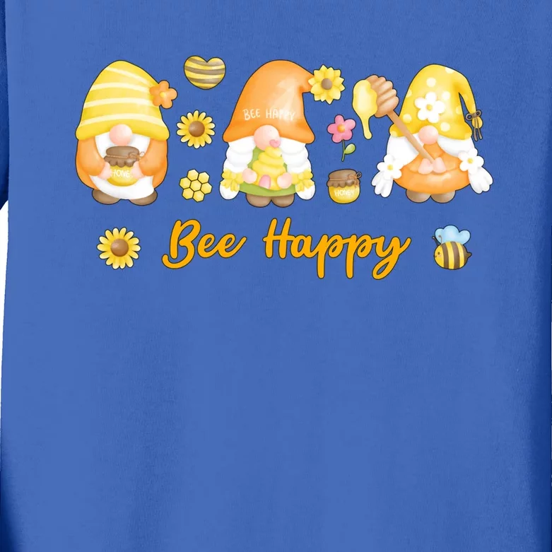 Bee Happy Beekeeping Honey Bee Gnome Cute Gift Kids Long Sleeve Shirt