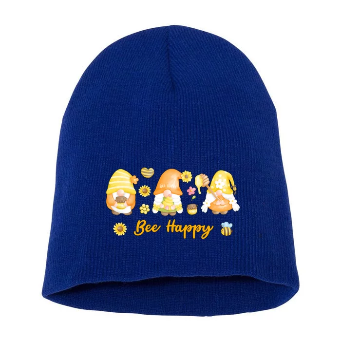 Bee Happy Beekeeping Honey Bee Gnome Cute Gift Short Acrylic Beanie