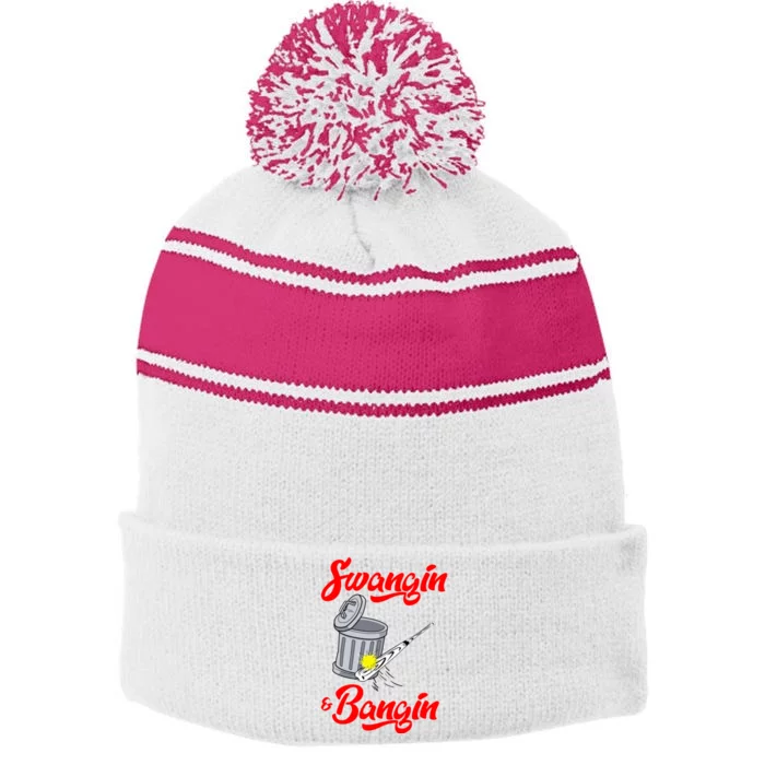 Bangin Houston Baseball Team Stripe Pom Pom Beanie