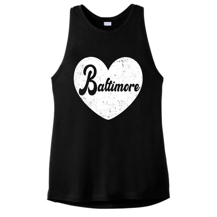 Baltimore Heart Baseball Sports Fan Ladies Tri-Blend Wicking Tank