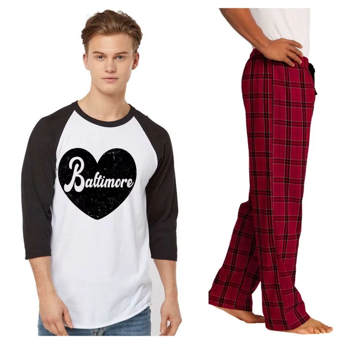 Baltimore Heart Baseball Sports Fan Raglan Sleeve Pajama Set