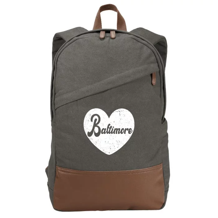 Baltimore Heart Baseball Sports Fan Cotton Canvas Backpack