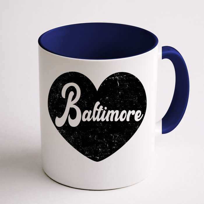 Baltimore Heart Baseball Sports Fan Front & Back Coffee Mug