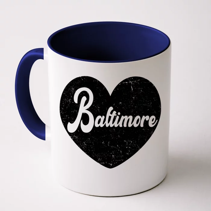 Baltimore Heart Baseball Sports Fan Front & Back Coffee Mug