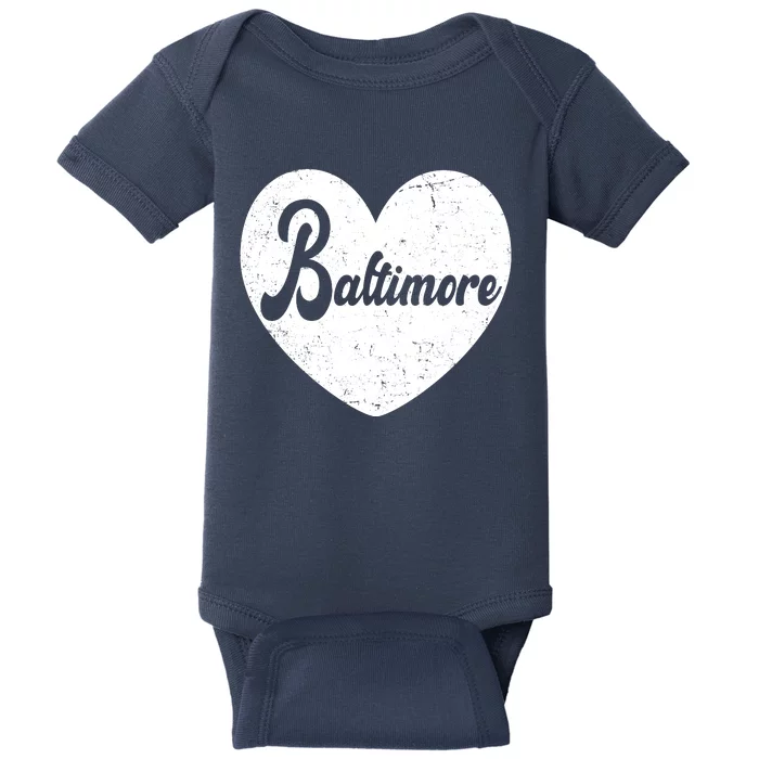 Baltimore Heart Baseball Sports Fan Baby Bodysuit