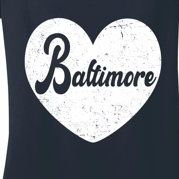 Baltimore Heart Baseball Sports Fan Women's V-Neck T-Shirt