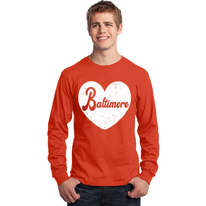 Baltimore Heart Baseball Sports Fan Long Sleeve Shirt