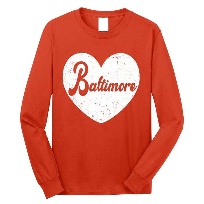 Baltimore Heart Baseball Sports Fan Long Sleeve Shirt