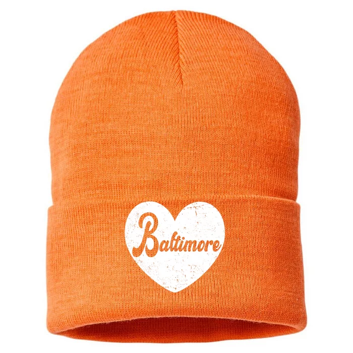 Baltimore Heart Baseball Sports Fan Sustainable Knit Beanie