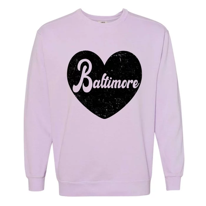 Baltimore Heart Baseball Sports Fan Garment-Dyed Sweatshirt