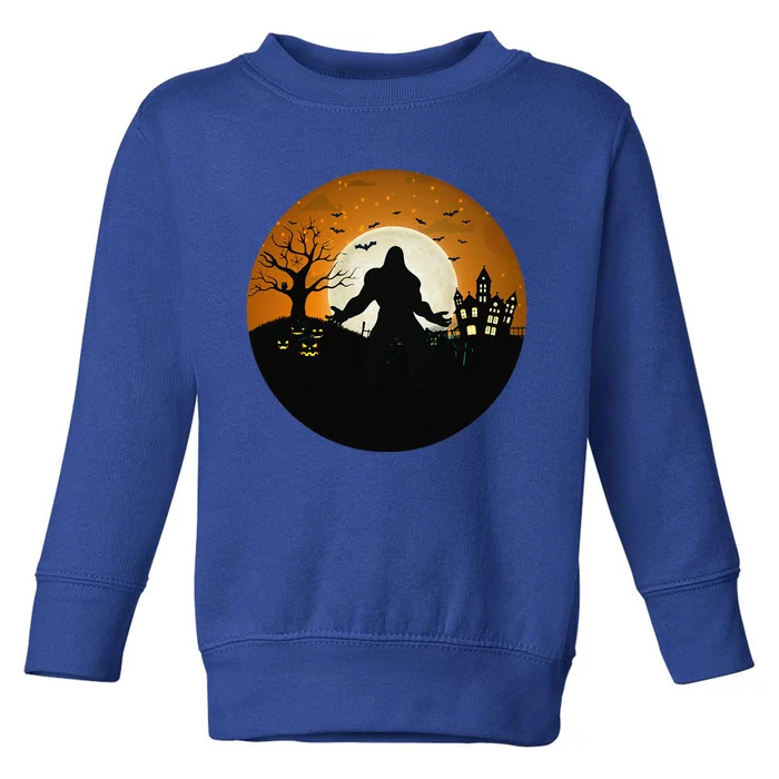 Bigfoot Halloween Bigfoot Night Stroll Bigfoot In Graveyard Toddler Sweatshirt