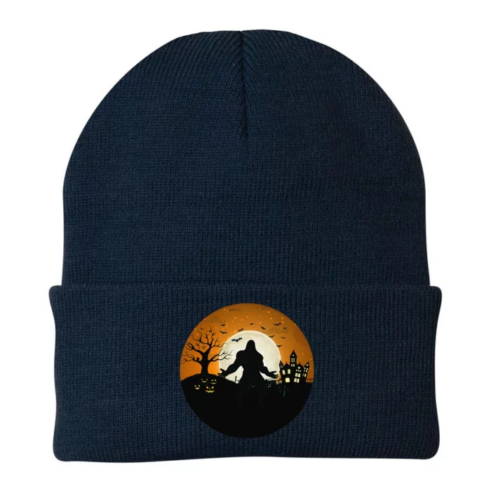 Bigfoot Halloween Bigfoot Night Stroll Bigfoot In Graveyard Knit Cap Winter Beanie