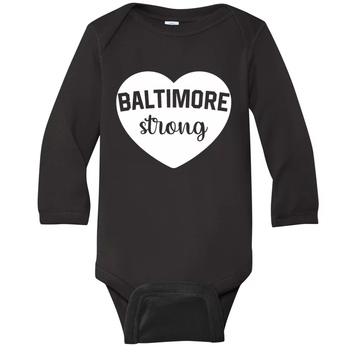 Baltimore Heart Baltimore Bridge Heart Baltimore Strong Baby Long Sleeve Bodysuit