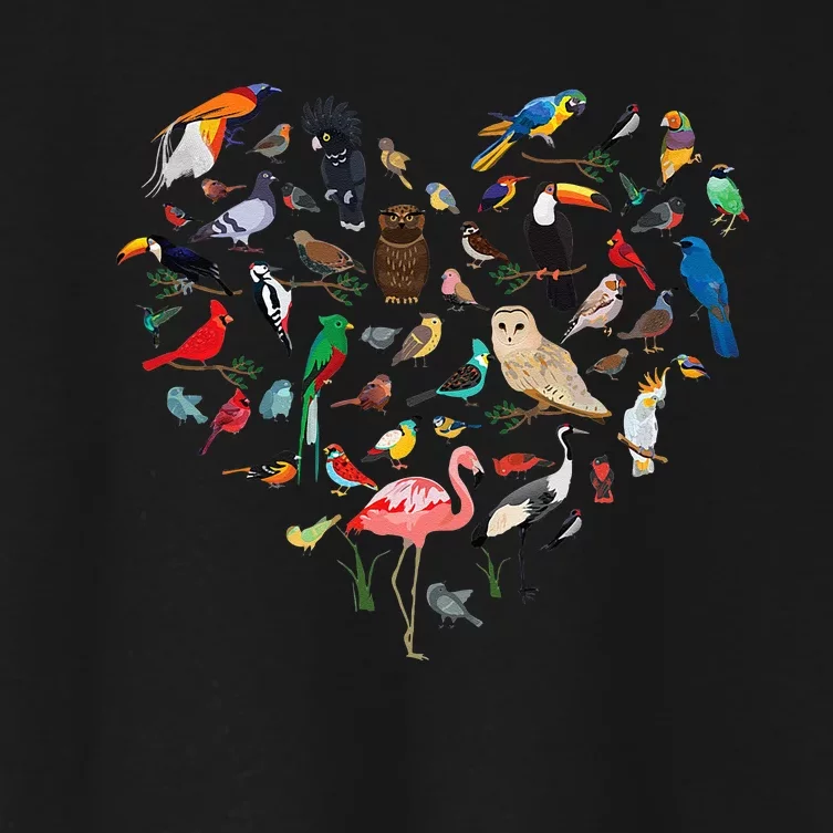 Bird Heart Birding Bird Watching Birder Bird Watcher Women's Crop Top Tee