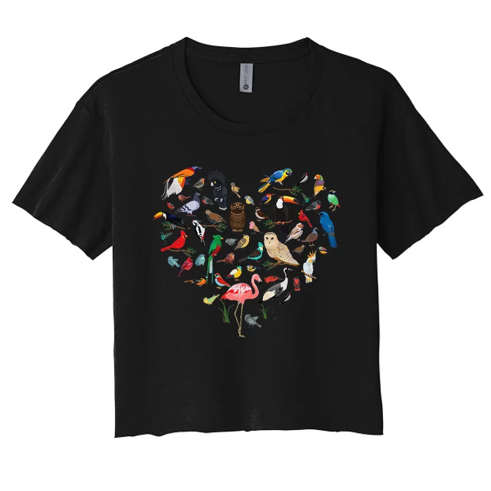 Bird Heart Birding Bird Watching Birder Bird Watcher Women's Crop Top Tee