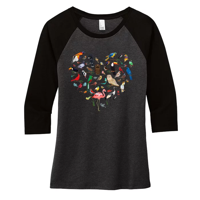 Bird Heart Birding Bird Watching Birder Bird Watcher Women's Tri-Blend 3/4-Sleeve Raglan Shirt