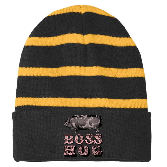 Boss Hog Striped Beanie with Solid Band