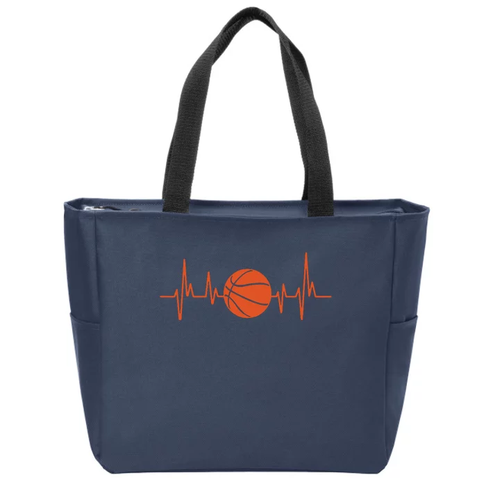 Basketball Heartbeat Zip Tote Bag