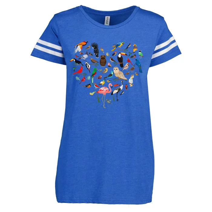 Bird Heart Birding Bird Watching Birder Bird Watcher Enza Ladies Jersey Football T-Shirt