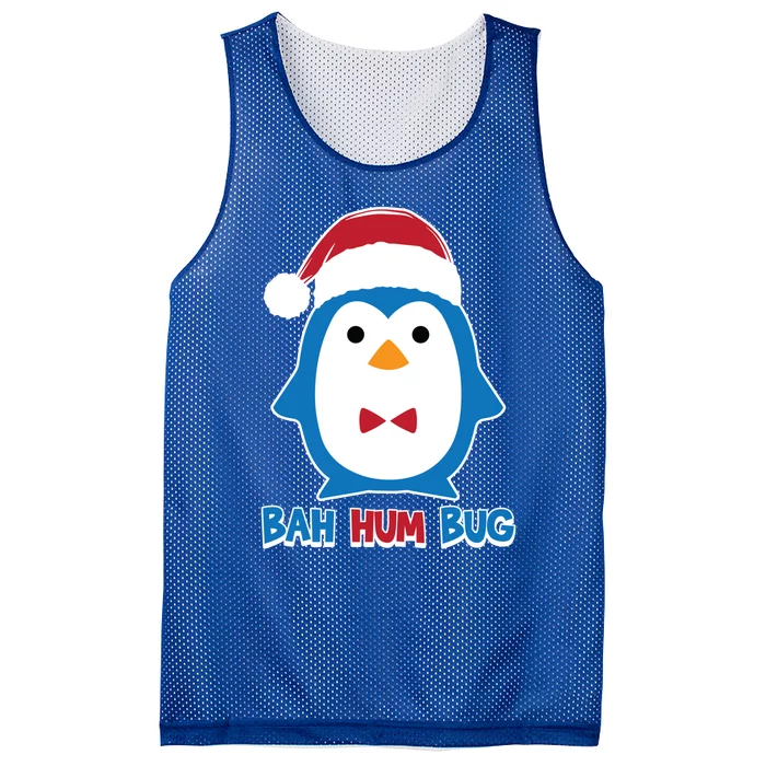 Bah Hum Bug Penguin Santa Hat Anti Xmas Scrooge Humor Gift Mesh Reversible Basketball Jersey Tank