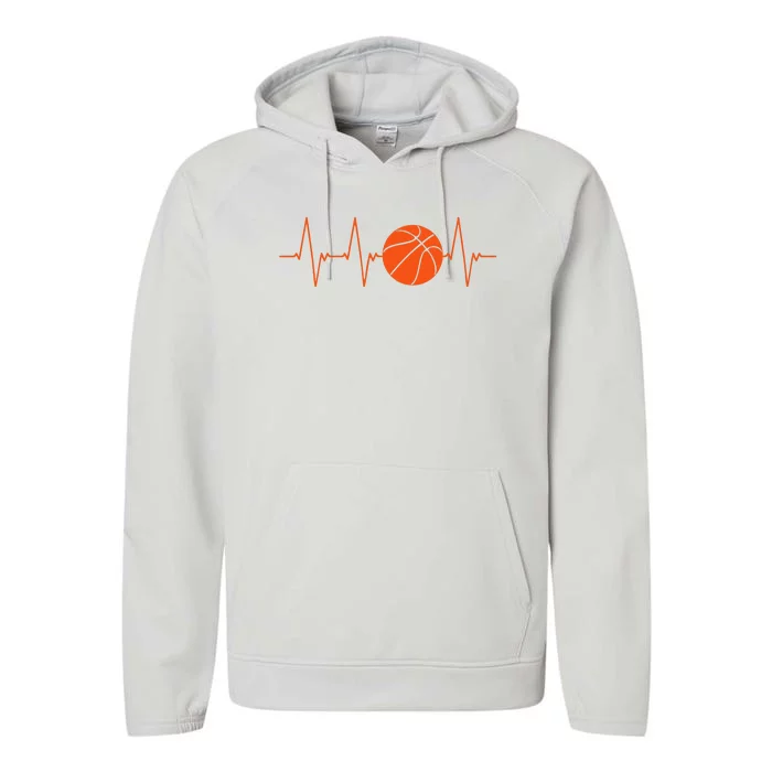 Basketball Heartbeat Bball Gift Performance Fleece Hoodie