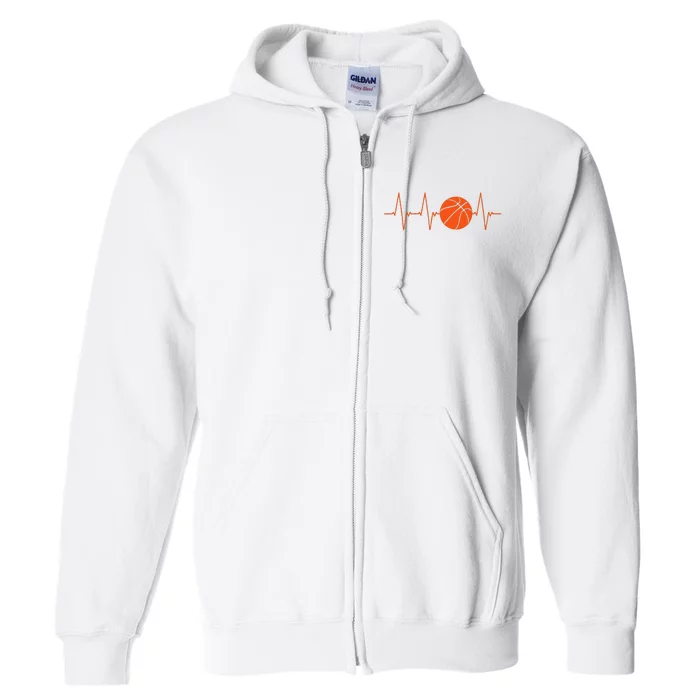 Basketball Heartbeat Bball Gift Full Zip Hoodie