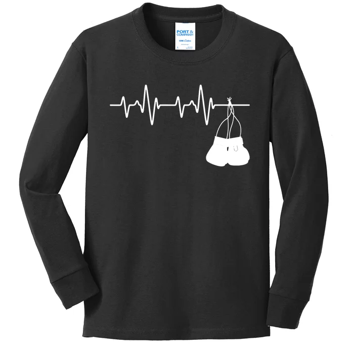 Boxing Heartbeat Boxing Lover Boxer Kickboxing Fan Kids Long Sleeve Shirt