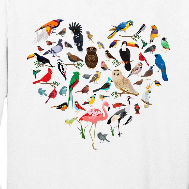 Bird Heart Birding Bird Watching Birder Bird Watcher Tall Long Sleeve T-Shirt