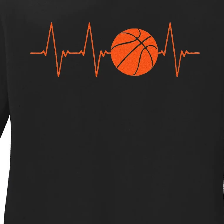 Basketball Heartbeat Basketball lovers player Ladies Long Sleeve Shirt