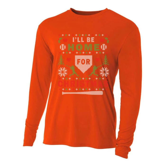 Be Home Baseball Ugly Christmas Sweater Pattern Gift Cooling Performance Long Sleeve Crew