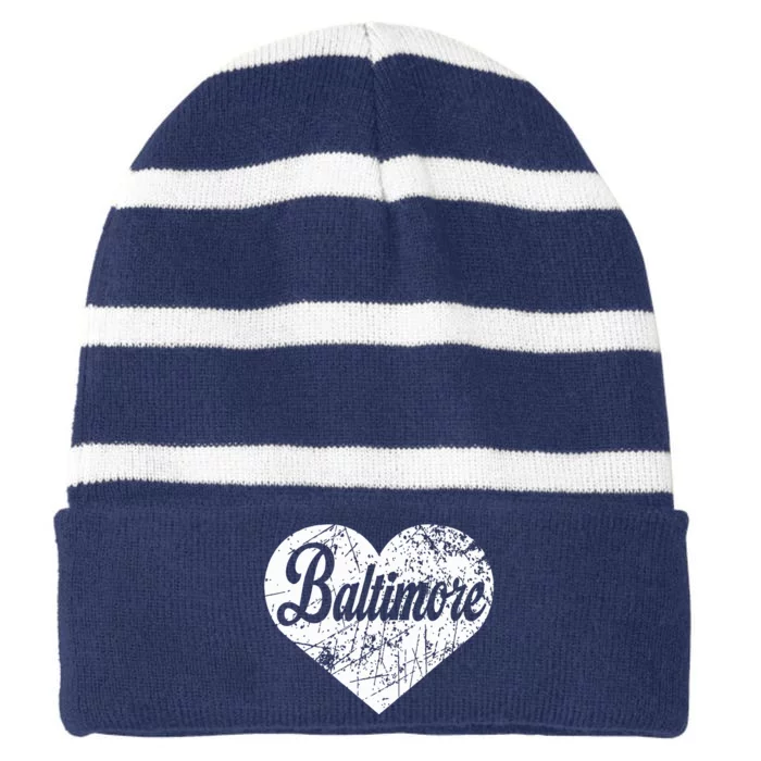 Baltimore Heart Striped Beanie with Solid Band