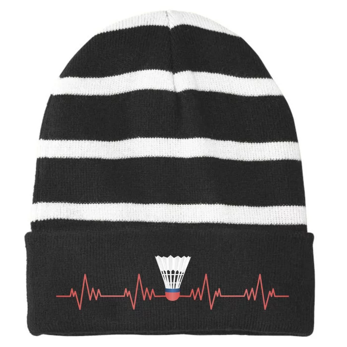 Badminton Heartbeat Striped Beanie with Solid Band